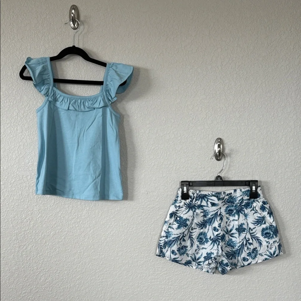 Janie and Jack Blue Floral Kids Matching Set size 5 6
